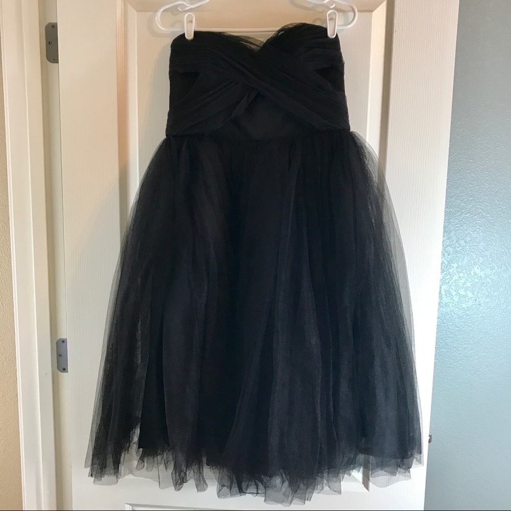 Donna Morgan Kenna Mesh Tulle Strapless Dress